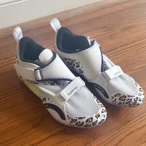 SPIN shoes never worn  - White, Black, and Leopard Print includes SPD